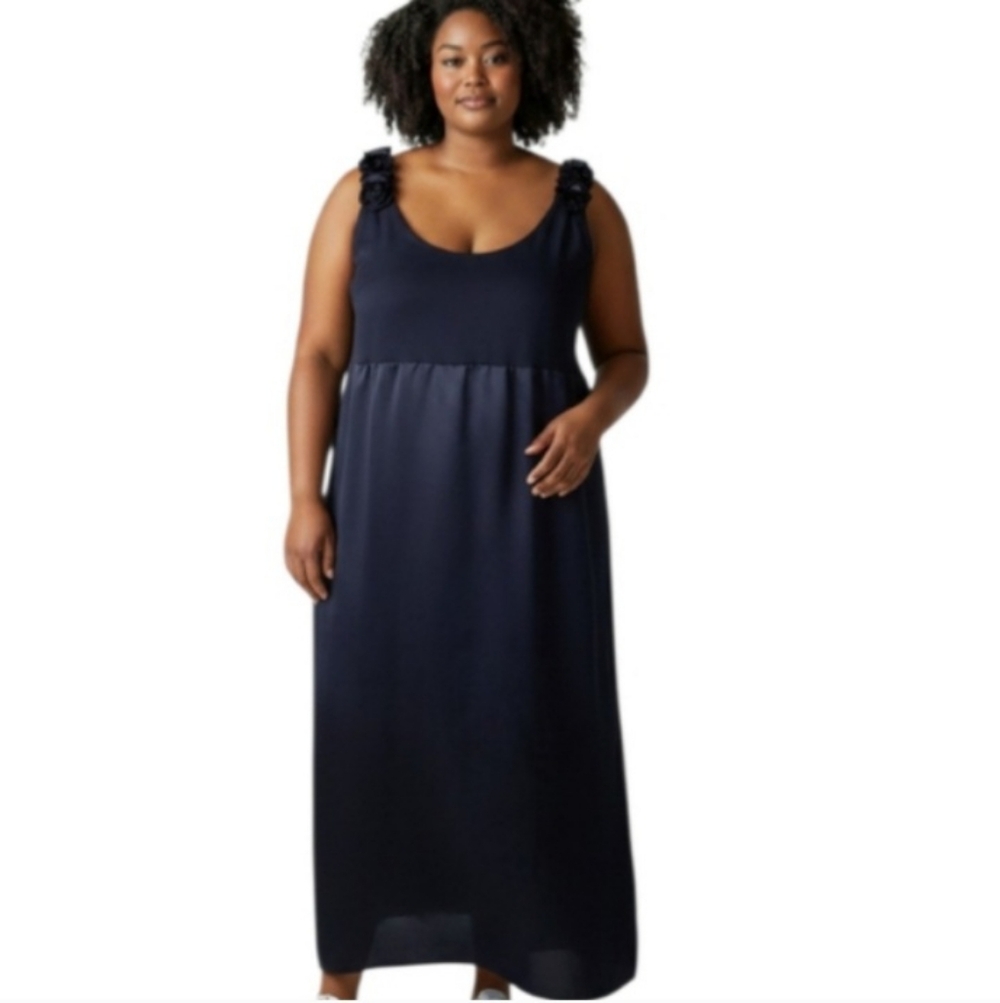 SIMPLY VERA VERA WANG NAVY BLUE DRESS SZ.14 EUC.
